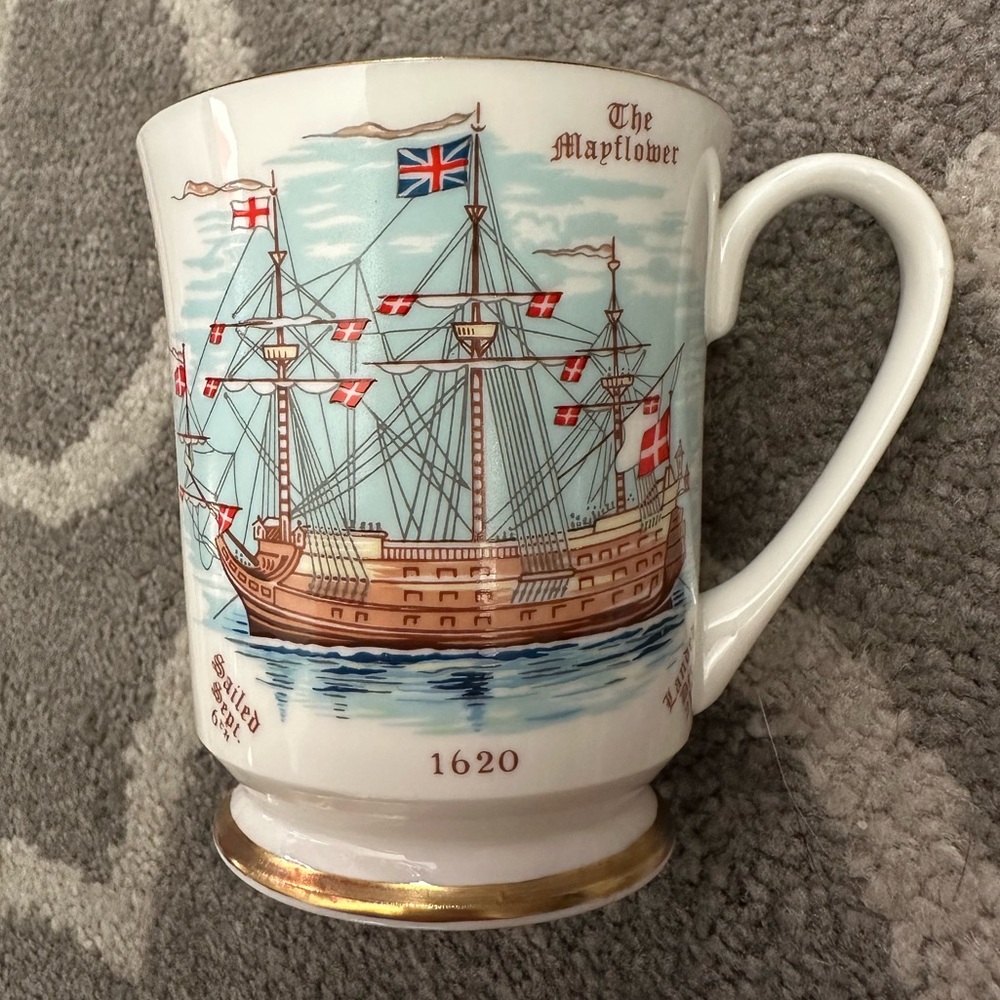 Aynsley China Mug Mayflower Commemorative Tea Cup 350th Anniversary